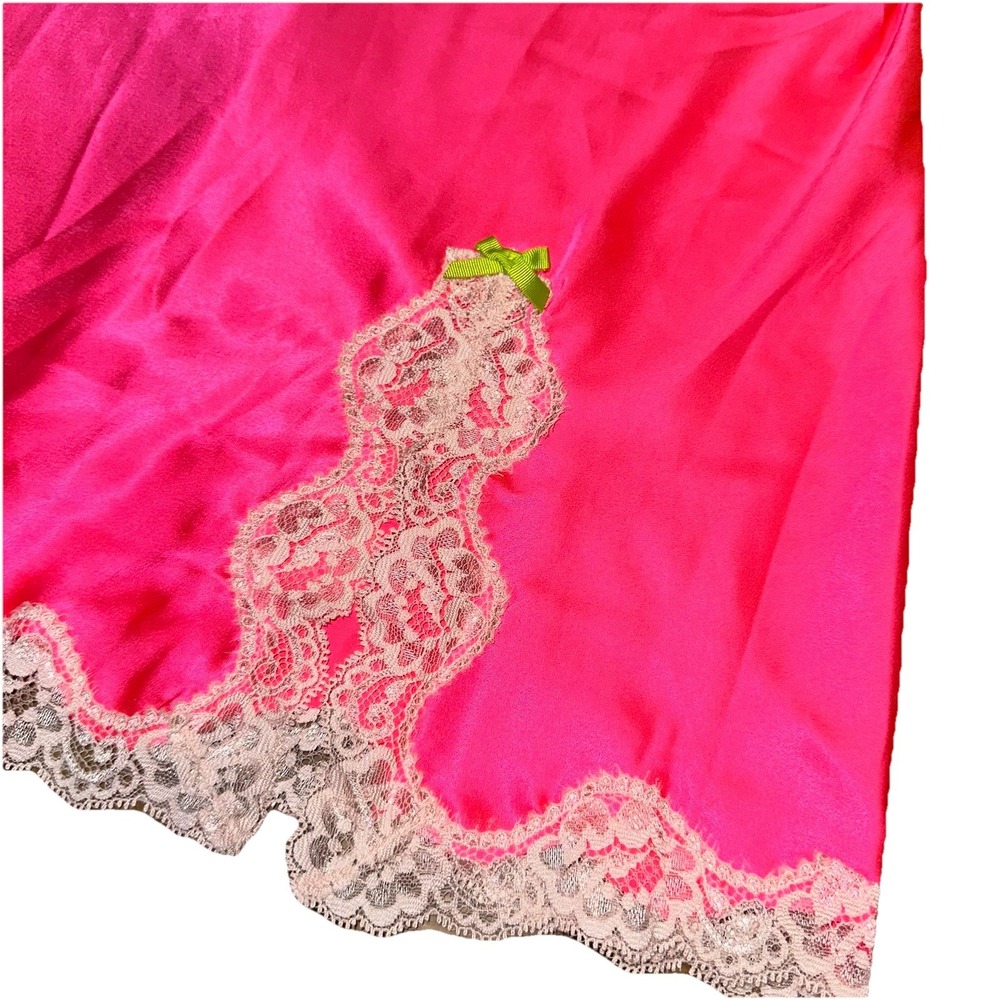 NWT Vtg Y2K 2000 Victoria's Secret Hot Pink Satin Lace Lingerie Babydoll Women S - Picture 3 of 7